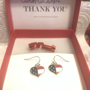 NEW Heart-Shaped American Flag Earrings NWT